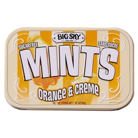 Big Sky Sugar Free Mints Orange & Cream | Sugarfree, No Artificial Colors or Flavors | Kosher Certified, Vegan, Gluten Free | Aspartame & Xylitol Free | 50 Count Tin (Pack of 6)