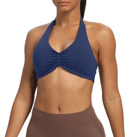 Aoxjox - brasier deportivo para mujer, sin espalda, acolchado, con tirantes y tirantes para yoga, sin espalda, marino, S