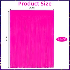 Jaciya Glow in The Dark Party Supplies Neon Birthday Party Decorations 2 Packs Foil Fringe Curtains Photo Booth Prop Backdrop