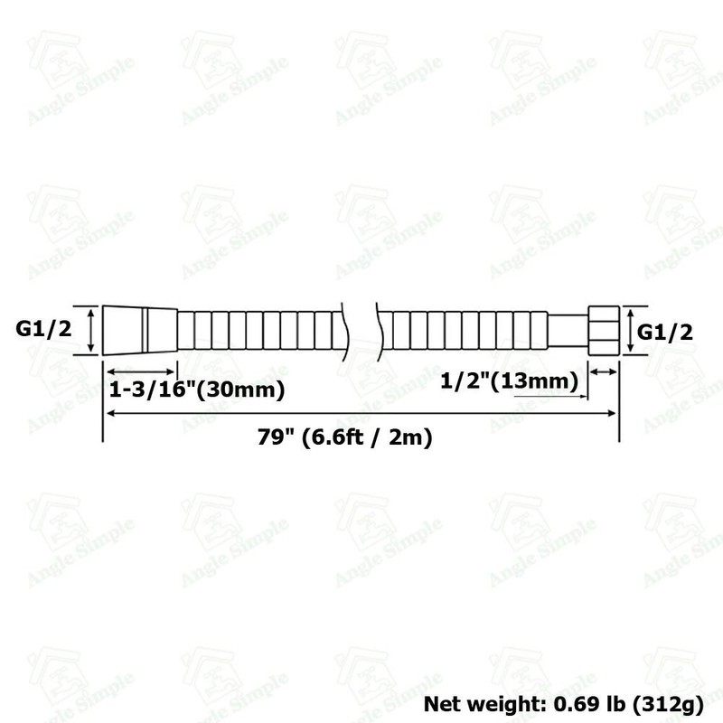Angle Simple Replacement Shower Hose 79", Stainless Steel Flexible Handheld