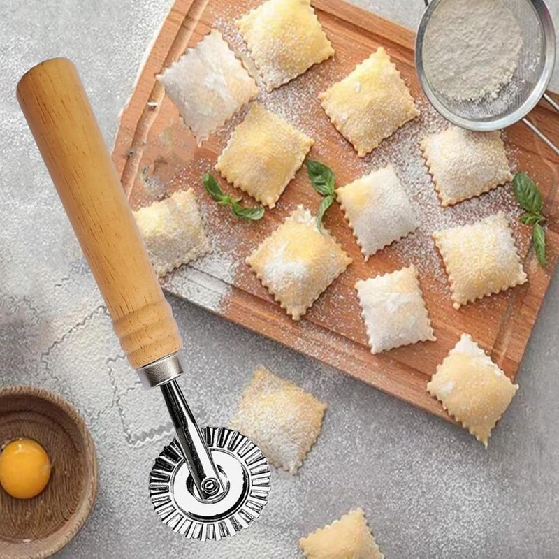 MTOMDY Ravioli Cutter Stamps with Roller Wheel Round Mold with