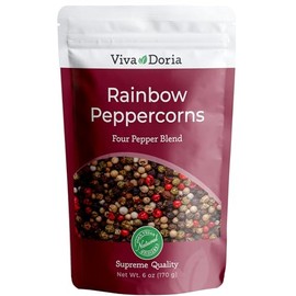 Viva Doria Rainbow Peppercorns - Four Peppercorn Blend, Whole Black, Green, Pink and White Pepper, Steam Sterilized 6 Oz, For Grinder Refill