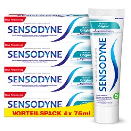 SENSODYNE MultiCare Original Toothpaste, Daily Toothpaste with Fluoride for Pain-Sensitive Teeth, 4 x 75 ml