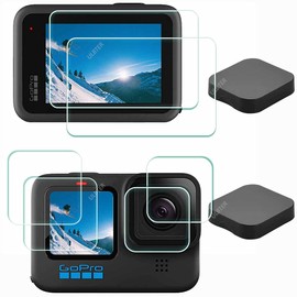ULBTER Screen Protector for GoPro Hero 12 11 10 Hero12 Hero11 Hero10 Black + lens protector+Lens cap Cover [6+2 Pack], Tempered Glass 9H Hardness for GoPro Hero10,Anti-Scrach Anti-Bubble