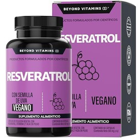 Trans-Resveratrol | 1160mg por Porción y con Pimienta Negra para mejor absorción, Vitamina C, Semilla de Uva y Acai | Fórmula alta en Polifenoles | 100% vegano (60 Cápsulas)