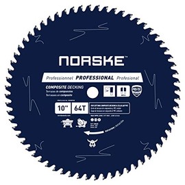 Norske Tools NCSBP228 10 inch x 64T Composite Decking (Trex) and Bamboo Decking Saw Blade with 5/8 inch Bore Japanese Steel