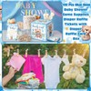 Dispowreath 102 Pcs Blue Bear Baby Shower Game Supplies Diaper