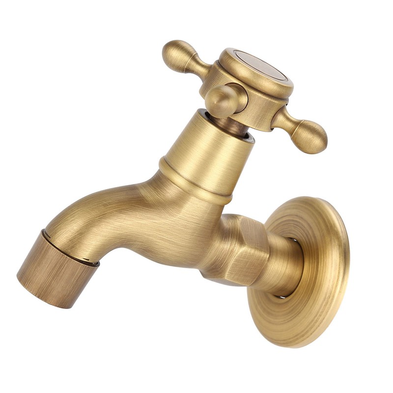 Wall Mounted Vintage Solid Brass Faucet Single Cold Water Tape