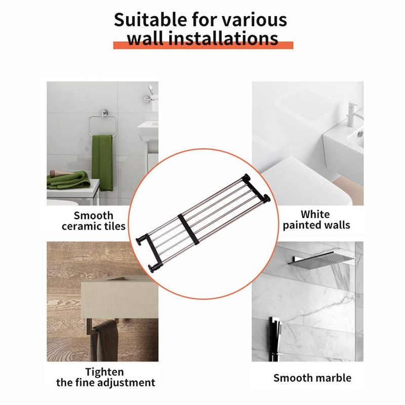 Hershii Expandable Closet Tension Shelf Rod Adjustable Metal Storage Rack