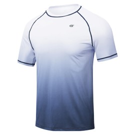 Huayuzh Men's UV Shirt Rash Guard T-Shirt Swimming Shirt Quick-Drying Lightweight Breathable Surfing Fishing Hiking Top, 2-gradient colour: white