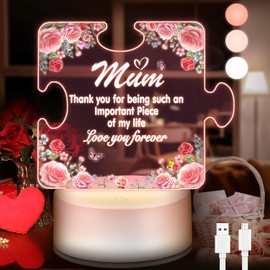 OWill Gifts for Mum, Mothers Day Gifts for Mum, Block Puzzle Acrylic Night Light Birthday Gifts for Mum, Mum Gifts from Daughter, Mum Birthday Gifts Presents for Mum Stepmum Pregnant Mum New Mum (Mum)