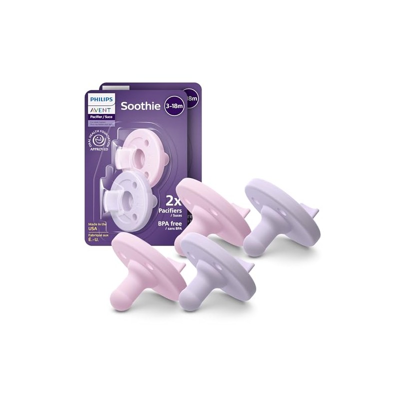 Philips Avent Soothie Chupetes ortodónticos para bebés, chupetes 100% silicona,