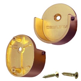 Closet Rod Support Flanges with Rear Pin |Heavy Duty Clothes Pole End Sockets for Wardrobes | Satin Brass | 1 Pair
