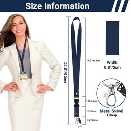 Segus Long Lanyard, Pack of 10 Lanyards for Hanging, Lanyard with Carabiner, Neck Strap for Office, School, Hospital, Factory (Dark Blue)