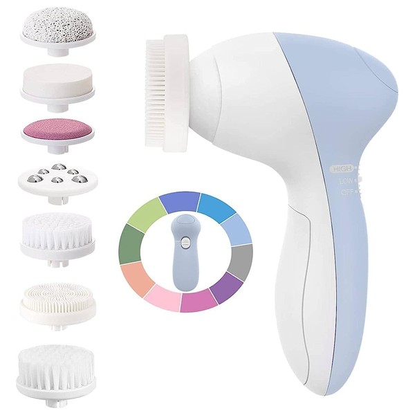 COSLUS Electric Facial Cleansing Brush, IPX7 Waterproof Face Brush Electric with 7 Brush Heads, 360° Deep Cleansing Facial Cleansing, Gentle Removal of Blackheads, Exfoliating Lumi Spa