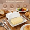 TENINYU Ceramic White European Butter Dish with Lid for Countertop