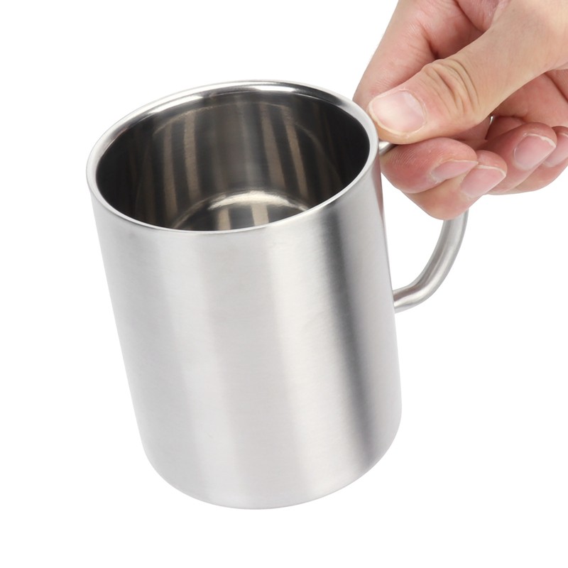 Stainless Steel Mug with Handle Lid DoubleLayer Heat Insulation Cup