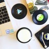 Funny Retro Record Coasters for Drinks with Vinyl Player Holder