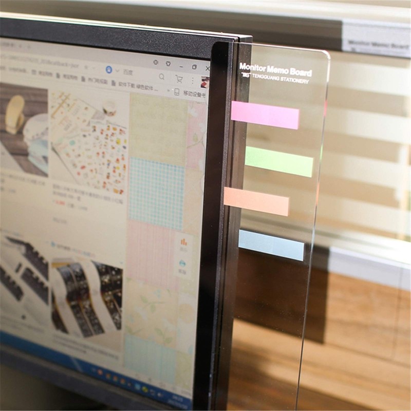 MINSA Fashion Multifunction Utility Acrylic Transparent Computer Monitors Side Panel/Memo