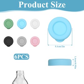 6 PCS Silicone Milk Bottle Caps, 48mm Diameter Milk Jug Caps, Reusable Milk Bottle Lids Compatible with Stanpac, Libbey, Stock Your Home, the Dairy Shoppe Bottles