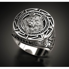 MIVEIVIA 3D Animal Ring Forest Wolf Ring for men Viking Wolf Head rings Stainless Steel Hip Hop ring Jewelry Punk Ring Club ring Heavy Metal ring for Boys, 10, Non-Precious Metal, No Gemstone