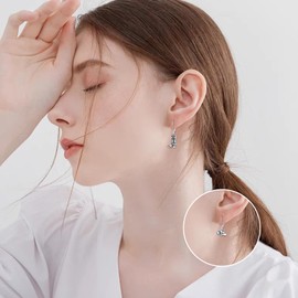 VONALA Cowboy Earrings 925 Solid Silver Turquoise Western Cowboy Boots Swing Earrings Texas Hat Pendant Swing Earrings Thorn Bohemian Jewelry Women's Gift (cowgirl hat)