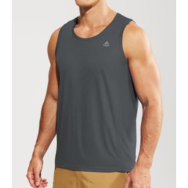 Haimont Men’s Tank Tops Beach Summer Soft Breathable Moisture Wicking Quick Dry Sleeveless Shirts Running Exercise Dark Grey, XL