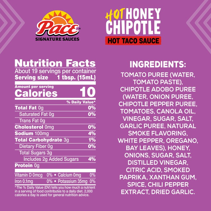 Pace Hot Honey Chipotle Signature Sauce, 11.1 oz (8 Pack)