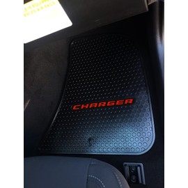 Lloyd Mats Heavy Duty Signature Rubber All Weather Floor Mats Heavy Duty Rubber Floor Mats for Dodge Charger RWD 2011-2023 (2PC - Red Charger, Black)