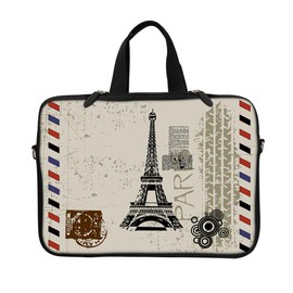 Meffort Inc 12 Inch Neoprene Laptop Sleeve - Water Resistant, Hidden Handle, Dual Zipper, Fits Up to 11.6” - 12" Laptops - Paris Design