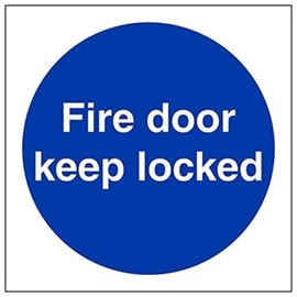 V Safety Fire Door Keep Locked Sign - 100 mm x 100 mm - 2 mm Super Strong PETG