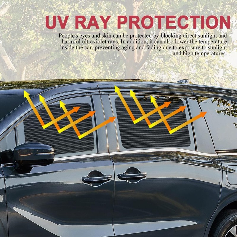 Lyxheth 2PCS Car Side Window Sunshade, Removable Window Tint, Static