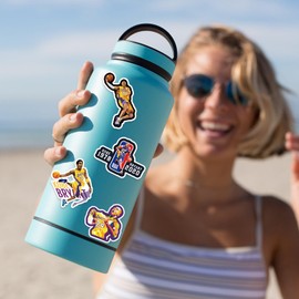 FUNTOOB Basketball Star Player Stickers 50pcs, Basketball Star Stickers for Adults Boys Girls Teens, Vinyl Waterproof Sticker for Water Bottles Laptop, Sport Sticker Party Favors Gift for Sport Fans