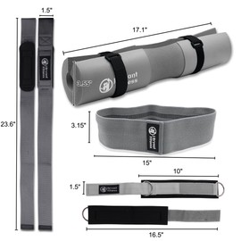 J Bryant Barbell Pad Set with 2 Ankle Straps for Cable Machines, Hip Resistance Band, Weight Lifting Straps, Thick Cushion Hip-Thrusts Pad with Carry Bag for Squats Bench Press Workout