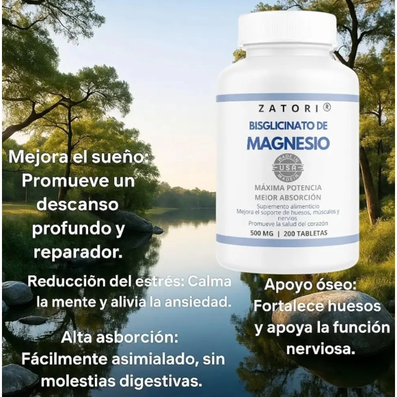 Bisglicinato Magnesio 500 200 Días Suministro
