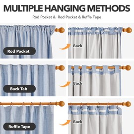 Deconovo 100% Blackout Curtains – Linen Blend, Thermal Insulated, Noise-Reducing Drapes – Grommet & Back Tab Window Panels – Light Blocking & Privacy Protection – 2 Panels, Baby Blue, 52W x 72L Inch