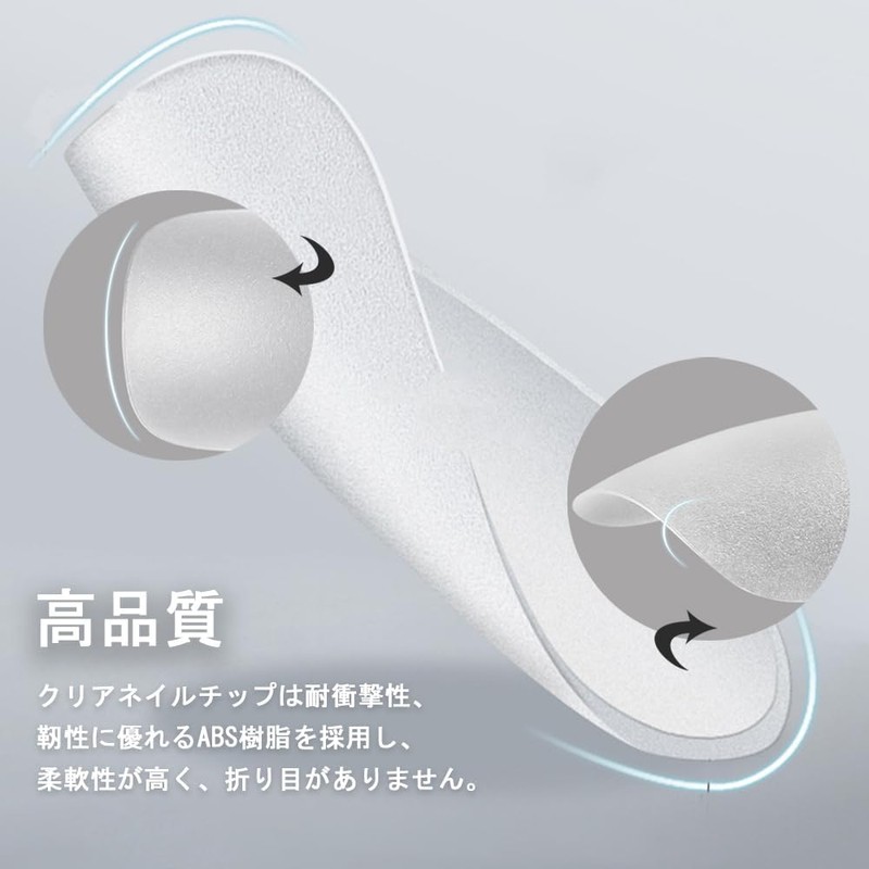 Guskino Wave Nail Tips, Ultra Thin, Set of 240, Transparent