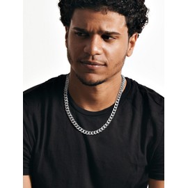 Prosteel Curb Chain Necklace Men's Classic 3/6/9/12 mm Wide Cuban Link Chain Men's Hip-Hop Chain Necklace for Men Boys Stainless Steel 18 Carat Gold-Plated 36/46/51/55/61/66/71/76 cm, Stainless Steel