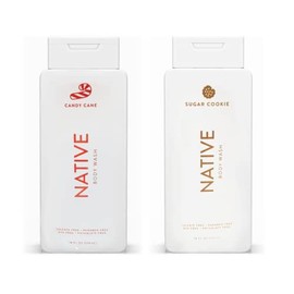 Native Special Edition Winter Body Wash |for Women & Men | Sulfate Free, Paraben Free, Dye Free, with Naturally Derived Clean Ingredients, 18 oz each (2 Pack) (Candy Cane & Sugar Cookie)