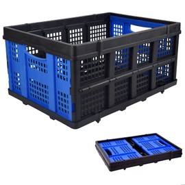 49L Plastic Storage Basket, Foldable Storage Bin Organizer, Stackable Folding Crate for Farm Home Office(1 Pack)