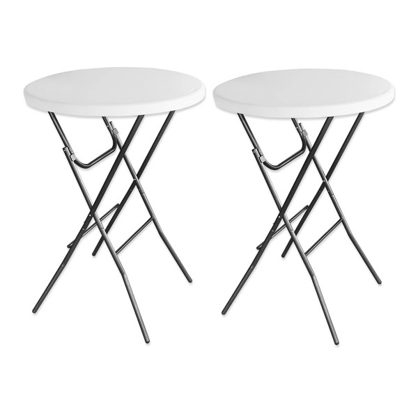 Gnomiya 32in Cocktail Table 2PCS, Portable High Top Table Granite White, Round Bar Height Folding Table with Removable Legs, Indoor Outdoor Banquet Table for Parties, Weddings, Events, Dining