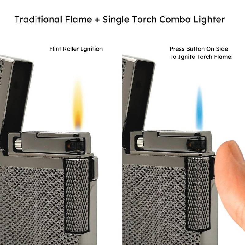Visol Hubbard Traditional and Torch Flame Refillable Gas Lighter, Flint