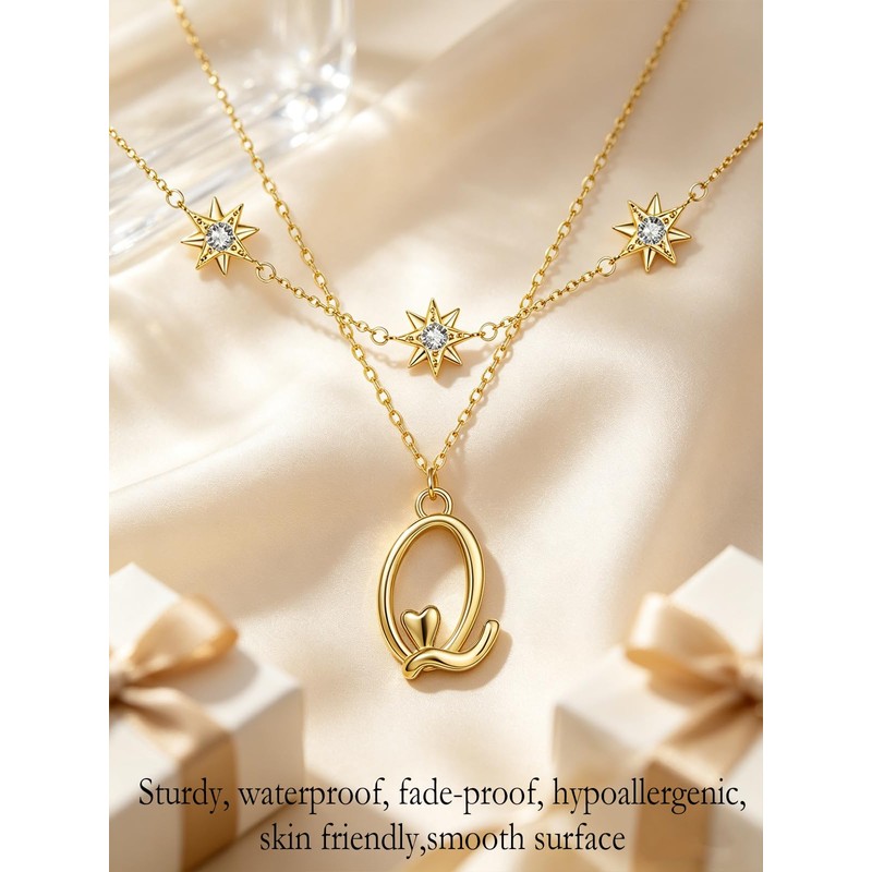 JIYVY32 14K Gold Plated Q Chic Initial Letter Keepsake