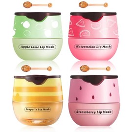 4 Packs Fruit Lip Balm Lip Mask, Moisturizing Lip Sleeping Mask, Hydrate Repair Prevent Dry Cracked Lip (4 Packs Fruit Lip Mask)