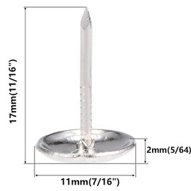 Upholstery Tacks, 200pcs 7/16 Inch Furniture Tacks Nails,Upholstery Nails for Furniture DIY Decorative,DIY Project, Home Decor (Silver)