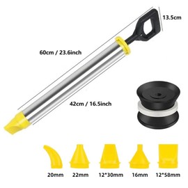 INREPRO Cement Caulking Pump Thickened Stainless Steel Hand Caulk Mortar Pointing Grouting Gun Mortar Sprayer Applicator Cement Caulking Gun with 5 Nozzles (Yellow)