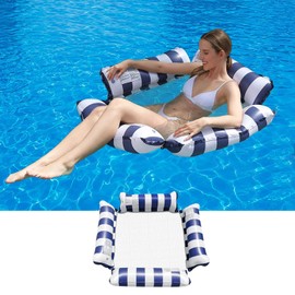 TUXUNQING Inflatable Swimming Bed, Inflatable Water Hammock of Bowknot Type Air Mattress Pool, 4 in 1 Air Mattresses. Suitable for Swimming Pool Adults and Children Inflatable Hammock (Light Blue)