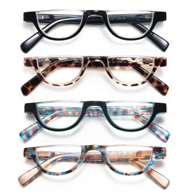 EYEURL Half Frame Reading Glasses for Women-4 Pack Blue Light Glasses Fashion Computer Readers for Women Anti UV Ray Eyeglasses with Spring Hinges 1.75