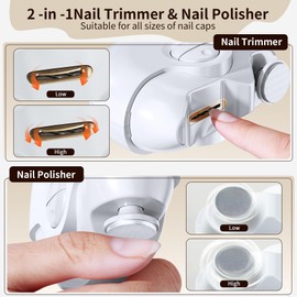 Electric Nail Clipper, USB Rechargeable Automatic Nail Clipper, with 2 Adjustable Speeds and Nail Clip Storage, 2 -in -1Electric Nail Trimmer, for Baby, Kids, Adult, Seniors, Caregivers (White)