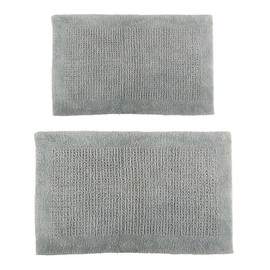 Lavish Home Bathroom Rugs - 2-Piece 2500GSM Cotton Bath Mat Set - Reversible Rugs for Shower, Tub, Toilet, or Vanity - Machine Washable Bath Mats for Bathroom, Kitchen, or Laundry Room (Charcoal)